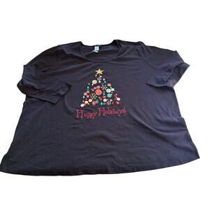 NWOT Jewel Diamond Button Christmas Tree Tee Shirt Plus Size 28/30 Holiday